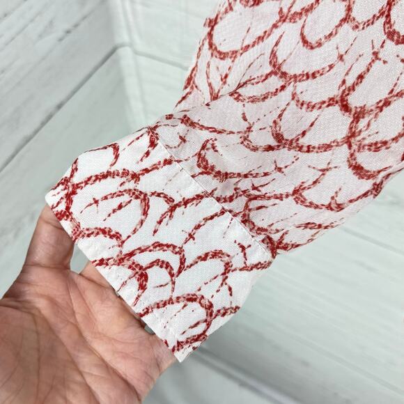 Derek Lam Crosby 10 medium 100% silk white red sheer wrap drape blouse luxury - Picture 8 of 10